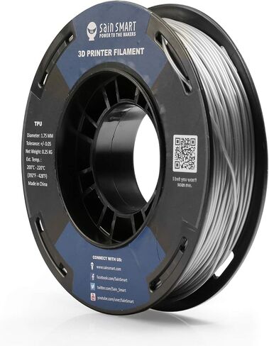 SainSmart - TPU-BLK-0.25KG1.75 SAINSMART 1.75 مم 250 جرام خيوط طباعة ثلاثية الأبعاد مرنة من مادة TPU، دقة الأبعاد +/- 0.05 مم (أسود) in Kuwait