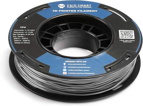 SainSmart - TPU-BLK-0.25KG1.75 SAINSMART 1.75 مم 250 جرام خيوط طباعة ثلاثية الأبعاد مرنة من مادة TPU، دقة الأبعاد +/- 0.05 مم (أسود) in Kuwait