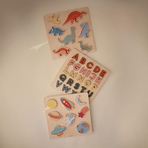 أحجية الحروف الأبجدية الخشبية من موشي | للأطفال 3 سنوات فما فوق | ألعاب مونتيسوري التعليمية ومرحلة ما قبل المدرسة (26 قطعة) in Kuwait