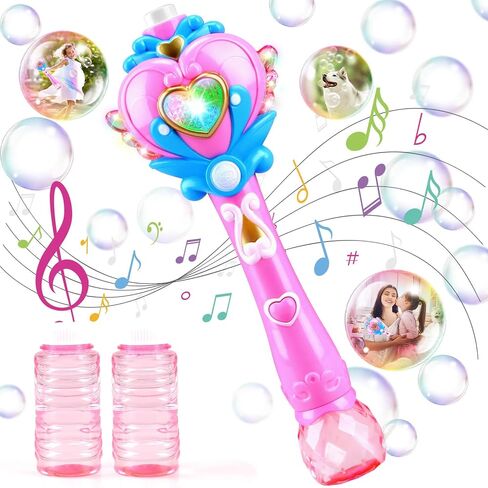 Beria Toys for Girls: Princess Toy Bubble Wand, Birthday Gifts for 3 4 5 6 7 8 Years Old Girl, Bubbles Machine Fairy Wands for Kids Light Up with Bubble Solution, Toddler Girl Toys Age 4-5 in Saudi Arabia