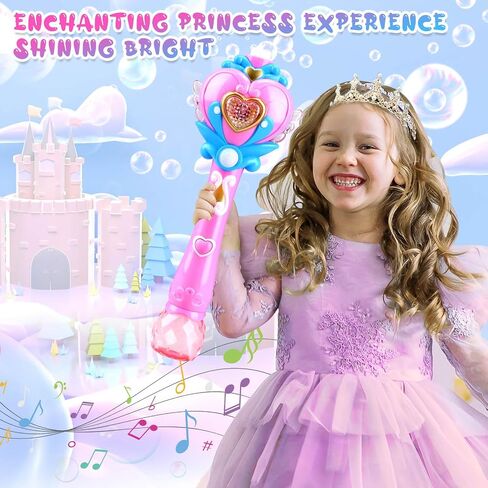 Beria Toys for Girls: Princess Toy Bubble Wand, Birthday Gifts for 3 4 5 6 7 8 Years Old Girl, Bubbles Machine Fairy Wands for Kids Light Up with Bubble Solution, Toddler Girl Toys Age 4-5 in Saudi Arabia