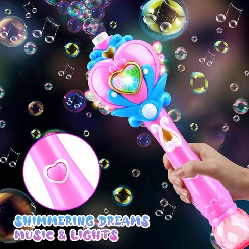 Beria Toys for Girls: Princess Toy Bubble Wand, Birthday Gifts for 3 4 5 6 7 8 Years Old Girl, Bubbles Machine Fairy Wands for Kids Light Up with Bubble Solution, Toddler Girl Toys Age 4-5 in Saudi Arabia