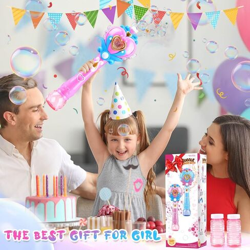 Beria Toys for Girls: Princess Toy Bubble Wand, Birthday Gifts for 3 4 5 6 7 8 Years Old Girl, Bubbles Machine Fairy Wands for Kids Light Up with Bubble Solution, Toddler Girl Toys Age 4-5 in Saudi Arabia