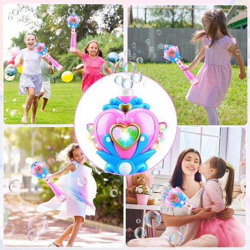 Beria Toys for Girls: Princess Toy Bubble Wand, Birthday Gifts for 3 4 5 6 7 8 Years Old Girl, Bubbles Machine Fairy Wands for Kids Light Up with Bubble Solution, Toddler Girl Toys Age 4-5 in Saudi Arabia