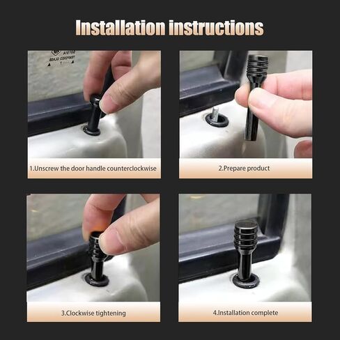 Crynod 4 PCS Car Door Lock Knobs, 0.4In x 1.9In Metal Vehicle Control Post Pins Replacements, Universal Automobile Interior Door Lock Knob Accessories for Cars Trucks SUVs Vans (Black) in Saudi Arabia