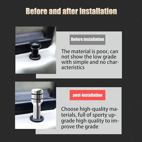 Crynod 4 PCS Car Door Lock Knobs, 0.4In x 1.9In Metal Vehicle Control Post Pins Replacements, Universal Automobile Interior Door Lock Knob Accessories for Cars Trucks SUVs Vans (Black) in Saudi Arabia