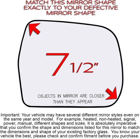 Passenger Side Mirror Glass Assembly With Plastic Backing Plate (Non-Heated) Compatible with 2001-2007 Toyota Highlander in Saudi Arabia