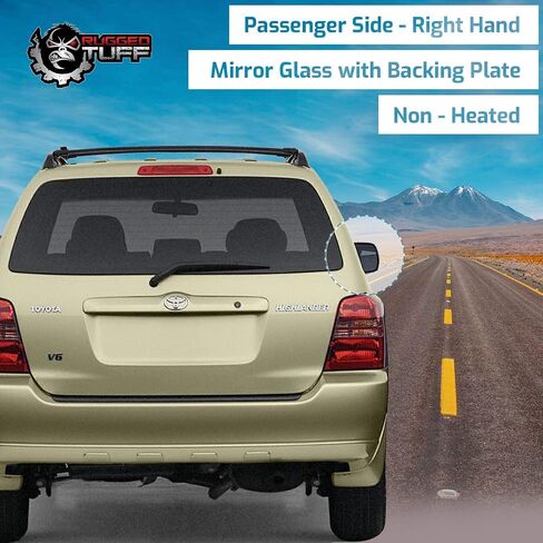 Passenger Side Mirror Glass Assembly With Plastic Backing Plate (Non-Heated) Compatible with 2001-2007 Toyota Highlander in Saudi Arabia