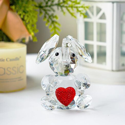 H&D HYALINE & DORA Handmade Crystal Elephant with Blue Heart Figurine Glass Animal Figurine Collectible Ornament Gift for Women Valentine's Day in Saudi Arabia