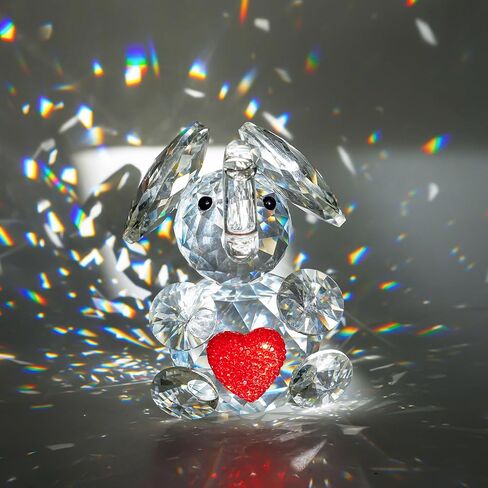H&D HYALINE & DORA Handmade Crystal Elephant with Blue Heart Figurine Glass Animal Figurine Collectible Ornament Gift for Women Valentine's Day in Saudi Arabia