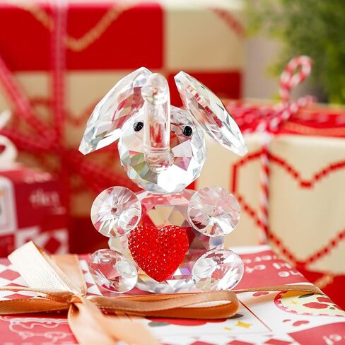 H&D HYALINE & DORA Handmade Crystal Elephant with Blue Heart Figurine Glass Animal Figurine Collectible Ornament Gift for Women Valentine's Day in Saudi Arabia