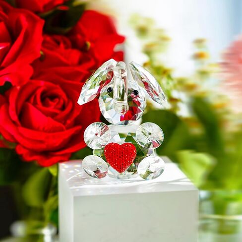 H&D HYALINE & DORA Handmade Crystal Elephant with Blue Heart Figurine Glass Animal Figurine Collectible Ornament Gift for Women Valentine's Day in Saudi Arabia