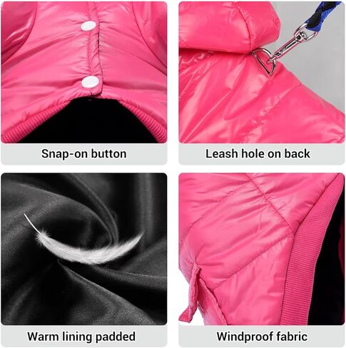 lesypet Dog Coats for Small Dogs, Dog Jacket Warm Dog Winter Coat Windproof Puffer Jacket for Small Dogs Puppy, Pink M in Saudi Arabia