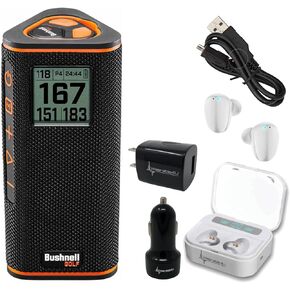 مكبر صوت Bushnell Wingman View Golf GPS Bluetooth مع سماعات أذن Wearable4U Ultimate Black وحزمة شواحن الحائط والسيارة in Saudi Arabia