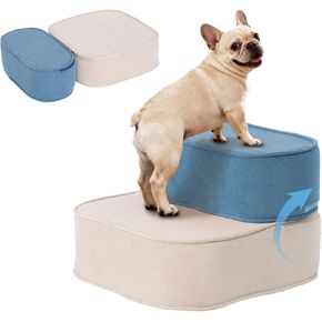 Dog Stairs for Small Dogs 11.8" H,2 in 1 Dog Steps for High Bed Couch 2-Step Pet Stairs for Dogs to Get On Bed,High Density Foam Non-Slip Pet Ramp for Puppy Older Cat in Saudi Arabia