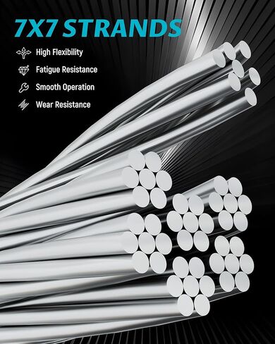 Lichamp 250FT 1/8" Stainless Steel Wire Rope Cable, Aircraft 316 SS Braided Steel Wire Thin Metal Cable Hardware for Deck Railing Handrail Safety System, SSC250 in Saudi Arabia