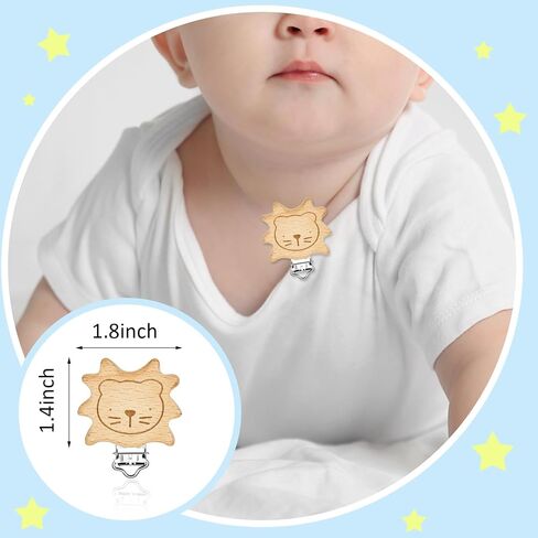 20 Pieces Wood Pacifier Clips Toy Suspender Clips Charm DIY Pacifier Holder Clips for Baby Toddler Teething Grasping Pacifier Chain Accessory in Saudi Arabia
