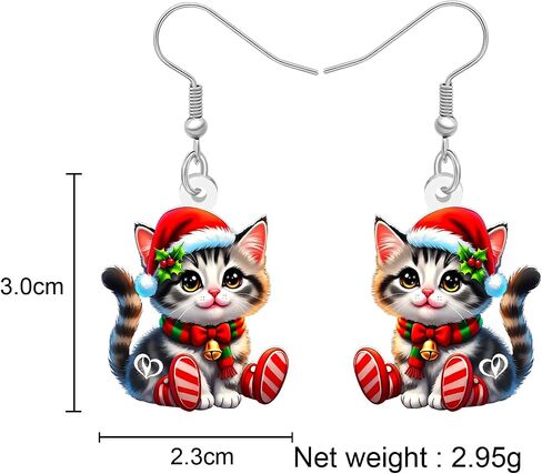 BAMAY Acrylic Christmas Cat Earrings Kitten Drop Dangle Novelty Jewelry for Women Girls Charms Gifts in Kuwait
