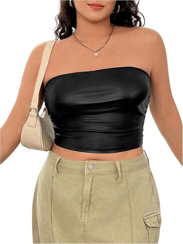 Floerns Women's Solid Bandeau Cropped Tops Strapless Sleeveless Crop Tube Top in Saudi Arabia