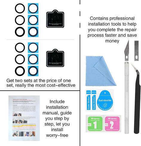 2PCS ASDAWN for Galaxy S22 Ultra Back Rear Camera Lens Glass Replacement for S22 Ultra 6.8 Inches Back Glass Camera Lens Repair kit,with Free Lens Film + Installation Manual + Repair Tool Set in Saudi Arabia