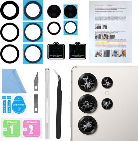 2PCS ASDAWN for Galaxy S22 Ultra Back Rear Camera Lens Glass Replacement for S22 Ultra 6.8 Inches Back Glass Camera Lens Repair kit,with Free Lens Film + Installation Manual + Repair Tool Set in Saudi Arabia