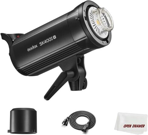 طقم إضاءة ستروب Godox SK400II-V، ضوء ستروب ستوديو 400 وات، لاسلكي مدمج 2.4 جيجا، وقت إعادة التدوير 0.1-1.5 ثانية، لصندوق تثبيت بوينز مع صندوق سوفت بوكس ​​لشبكة قرص العسل، حامل إضاءة in Saudi Arabia