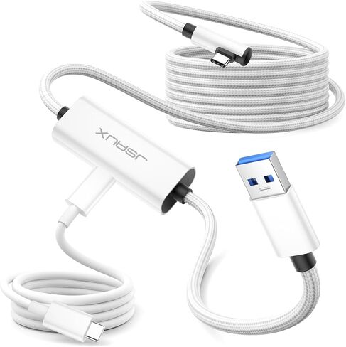 JSAUX Link Cable 16 FT Compatible with Oculus Quest 2 Accessories【 Charging While Playing | Play All Day Without Battery Pack 】 USB 3.0 High Speed Charger Compatible with Quest 2 1 Pro Pico 4 -White in Kuwait