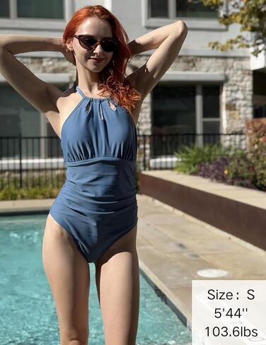 Ai'Mage Women قطعة واحدة للسباحة البطن تحكم بدلة السباحة الرسن رقبة ملابس السباحة بدلة السباحة S-XXL أسود in Saudi Arabia