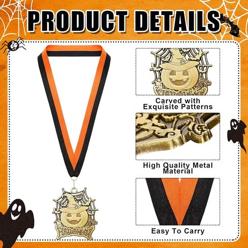 Halloween Medals Bulk Day of The Dead Medals Ghost Spider Skull Pumpkin Contest Trophy Awards with Neck Ribbon in Saudi Arabia