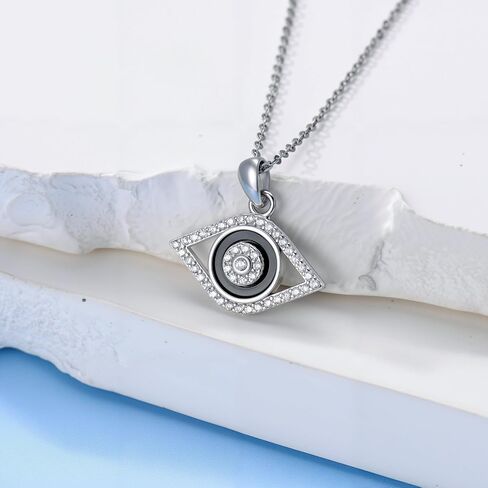 PEIMKO Evil Eye Pendant Necklace 925 Sterling Silver Greek Protection Jewelry for Women in Kuwait