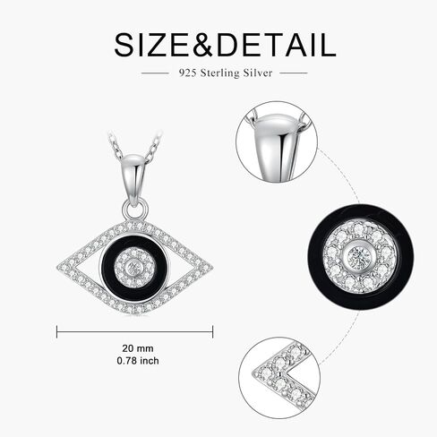 PEIMKO Evil Eye Pendant Necklace 925 Sterling Silver Greek Protection Jewelry for Women in Kuwait