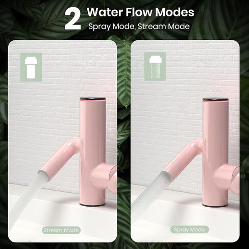 Bathroom Faucets, Cactus Design, Single-Hole with Water-Powered Temperature Indicator, 360° Rotatable Spout and 2 Flow Modes, Bath Sink Faucet with Supply Hoses, Green Painted in Saudi Arabia