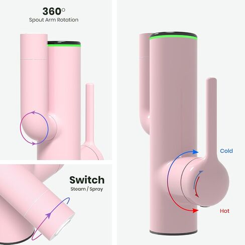 Bathroom Faucets, Cactus Design, Single-Hole with Water-Powered Temperature Indicator, 360° Rotatable Spout and 2 Flow Modes, Bath Sink Faucet with Supply Hoses, Green Painted in Saudi Arabia