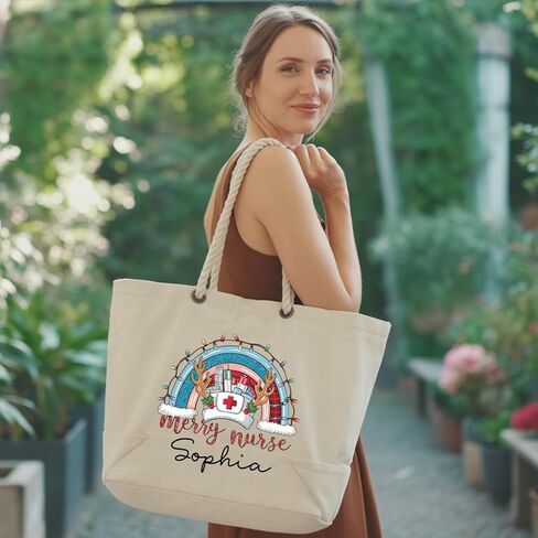 Custom Nurse Xmas Tote Bag, Personalized Funny Nursing Christmas Gift, Custom Nurse Xmas Tote Bag in Saudi Arabia