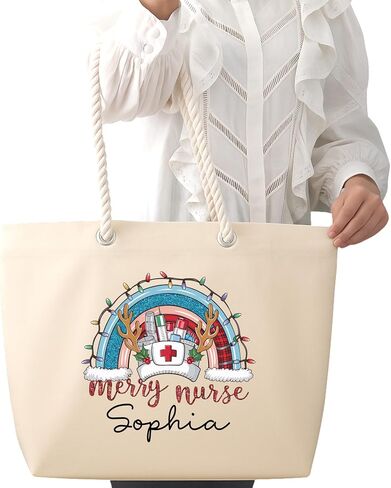 Custom Nurse Xmas Tote Bag, Personalized Funny Nursing Christmas Gift, Custom Nurse Xmas Tote Bag in Saudi Arabia