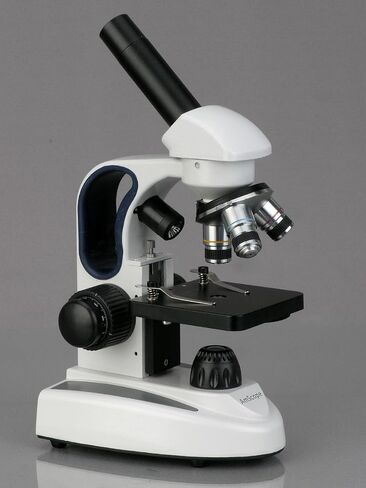 AmScope M158C-2L-E2 Compound Monocular Microscope, WF10x and WF25x Eyepieces, 40x-1000x Magnification, Upper and Lower LED Illumination, Brightfield, Single-Lens Condenser, Coaxial Coarse and Fine Focus, Plain Stage, 110V, Includes 2MP Camera and Software in Saudi Arabia