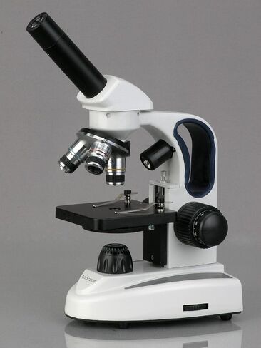 AmScope M158C-2L-E2 Compound Monocular Microscope, WF10x and WF25x Eyepieces, 40x-1000x Magnification, Upper and Lower LED Illumination, Brightfield, Single-Lens Condenser, Coaxial Coarse and Fine Focus, Plain Stage, 110V, Includes 2MP Camera and Software in Saudi Arabia