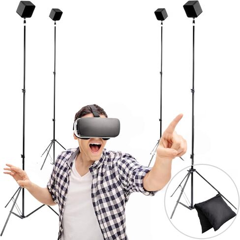 سكاي وين حامل زجاجي سلكي مخفي للواقع الافتراضي - متوافق مع مستشعرات اتش تي سي في ار - محطة قاعدة لمستشعرات فيف ستيم في ار وريفت كونستيليشن (عبوة من قطعتين) in Kuwait