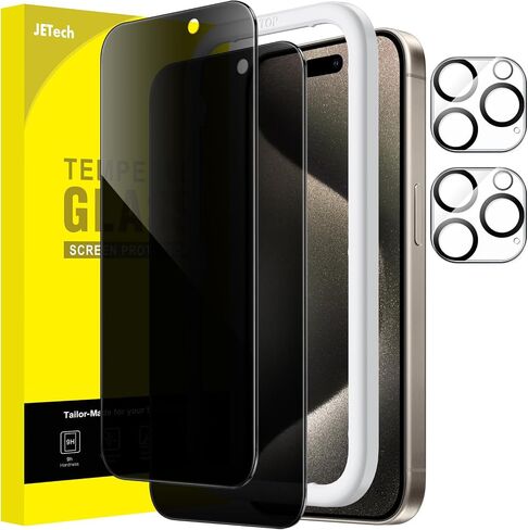 JETech Privacy Screen Protector for iPhone 12 Pro Max 6.7-Inch with Camera Lens Protector, Anti Spy Tempered Glass Film, 2-Pack Each in Saudi Arabia
