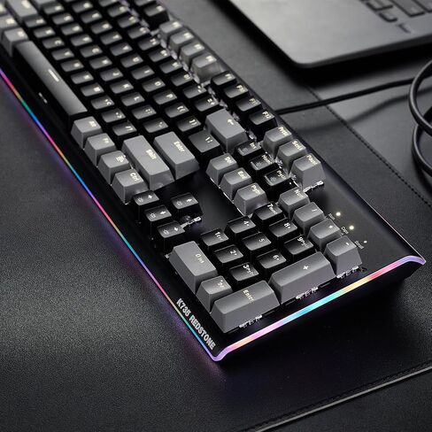 Hexgears GK735 Mechanical Gaming Keyboard Kailh Box White Switch 104 Keys PBT Keycaps Wired Gaming Keyboard with White Backlight & Side RGB, Ergonomic Design for Windows Laptop PC Mac in Saudi Arabia