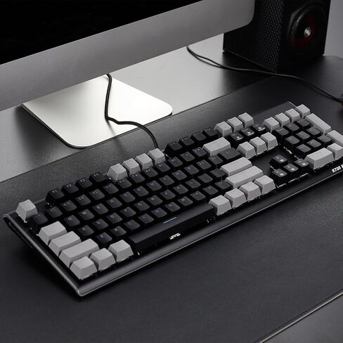 Hexgears GK735 Mechanical Gaming Keyboard Kailh Box White Switch 104 Keys PBT Keycaps Wired Gaming Keyboard with White Backlight & Side RGB, Ergonomic Design for Windows Laptop PC Mac in Saudi Arabia