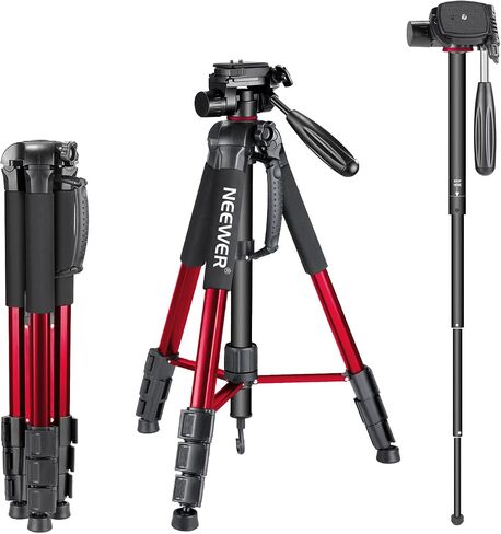 NEEWER 72" Fluid Head Video Tripod Monopod, Aluminum Alloy QR Plate Compatible with DJI RS Gimbal Manfrotto, 360° Pan & +90°/-70° Tilt for DSLR Camera Camcorder, Max Load 17.6lb/8kg, TP72A in Kuwait