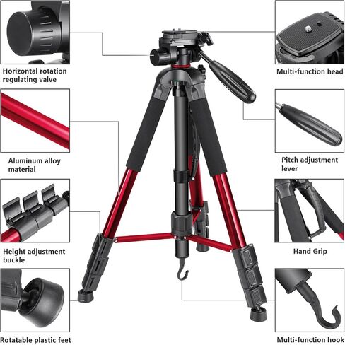 NEEWER 72" Fluid Head Video Tripod Monopod, Aluminum Alloy QR Plate Compatible with DJI RS Gimbal Manfrotto, 360° Pan & +90°/-70° Tilt for DSLR Camera Camcorder, Max Load 17.6lb/8kg, TP72A in Kuwait