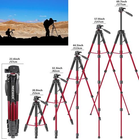 NEEWER 72" Fluid Head Video Tripod Monopod, Aluminum Alloy QR Plate Compatible with DJI RS Gimbal Manfrotto, 360° Pan & +90°/-70° Tilt for DSLR Camera Camcorder, Max Load 17.6lb/8kg, TP72A in Kuwait