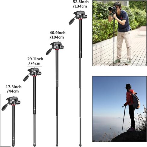 NEEWER 72" Fluid Head Video Tripod Monopod, Aluminum Alloy QR Plate Compatible with DJI RS Gimbal Manfrotto, 360° Pan & +90°/-70° Tilt for DSLR Camera Camcorder, Max Load 17.6lb/8kg, TP72A in Kuwait