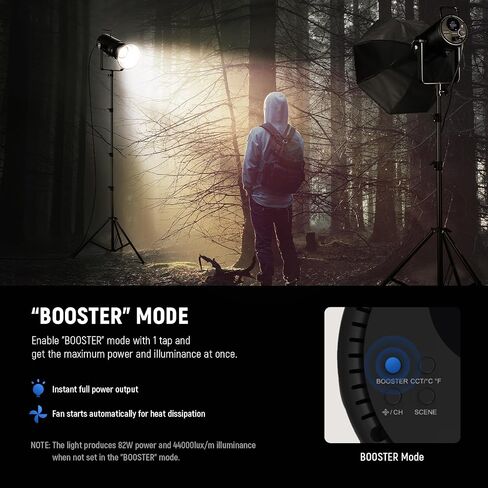NEEWER CB60B 70W LED Video Light with 2.4G&APP Control, COB Bi Color 2700K-6500K 34000Lux at 1m/CCT Mode/CRI97+/12 Scenes/Bowens Mount Continuous Output Lighting for Studio Photograpny/Video Recording in Kuwait