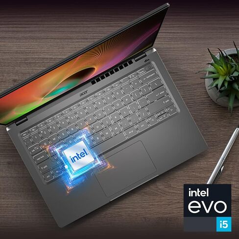 كمبيوتر محمول Acer Swift Go Intel Evo رفيع وخفيف الوزن مقاس 14 بوصة 1920x1200 100% sRGB شاشة تعمل باللمس Intel Core i7-1355U Intel Iris Xe 16GB LPDDR5 512GB Gen 4 SSD SFG14-71T-72QV in Kuwait