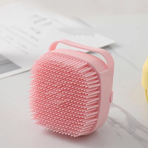 Pink Pet Grooming Bath Brush Soft Silicone Bristle with Soap and Shampoo Dispenser in Saudi Arabia