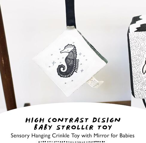 Ocean Crinkle Stroller Toy, Hanging Baby Toy with Mirror in Kuwait