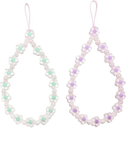 Flower Phone Charm Cute Phone Charms Strap Beaded Phone Keychain Pearl Phone Lanyard for Women Girls in Saudi Arabia